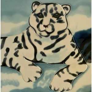 Snow Leopard  Decorative Ceramic Wall Art Tile 8x8 New